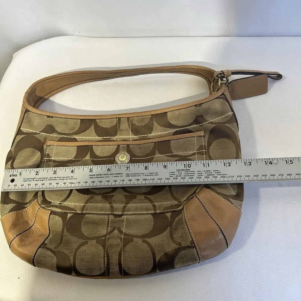 Vintage Y2K Coach Ergo Signature Hobo Bag Womens Khaki 10764 Canvas Leather Trim